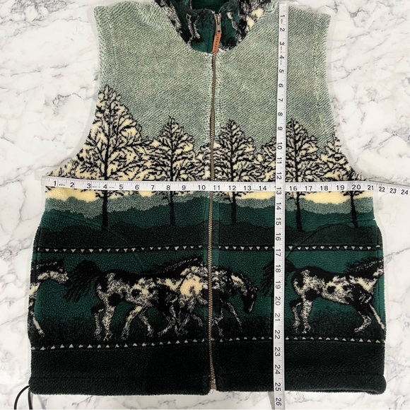 Vintage Outback Trading Co. green horse full zip fleece vest size medium - Picture 6 of 8